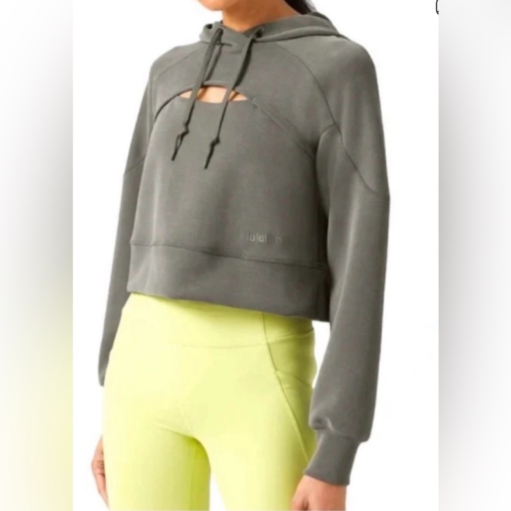 RARE Lululemon Get Centered Cropped Hoodie Pullover‎ Modal Sage Gray sz14